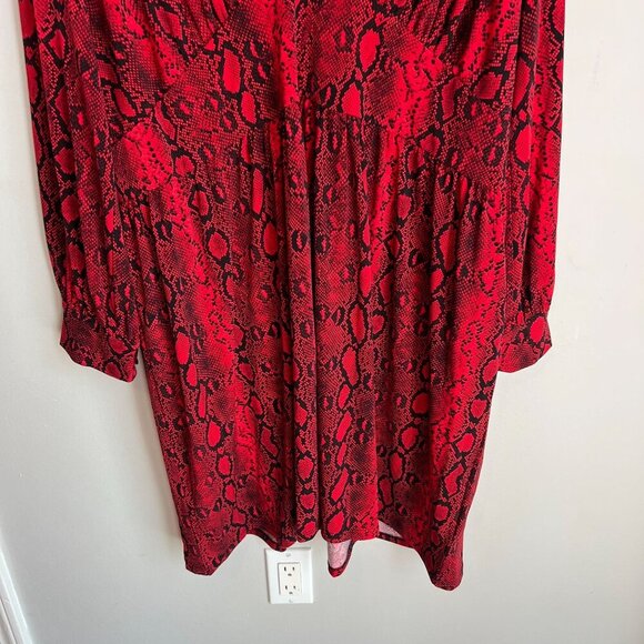 Michael Michael Kors Womens Snakeskin V-Neck Minidress Sz 3X Red Crimson - Picture 3 of 9